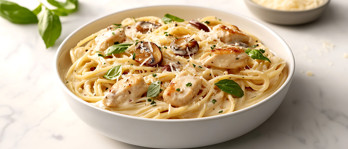 Creamy Chicken & Mushroom Spaghetti