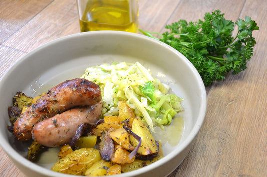 Honey Glazed Pork Sausage Tray Bake (M4W)