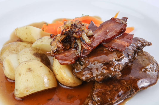 Liver & Bacon with Carrots & New Potatoes