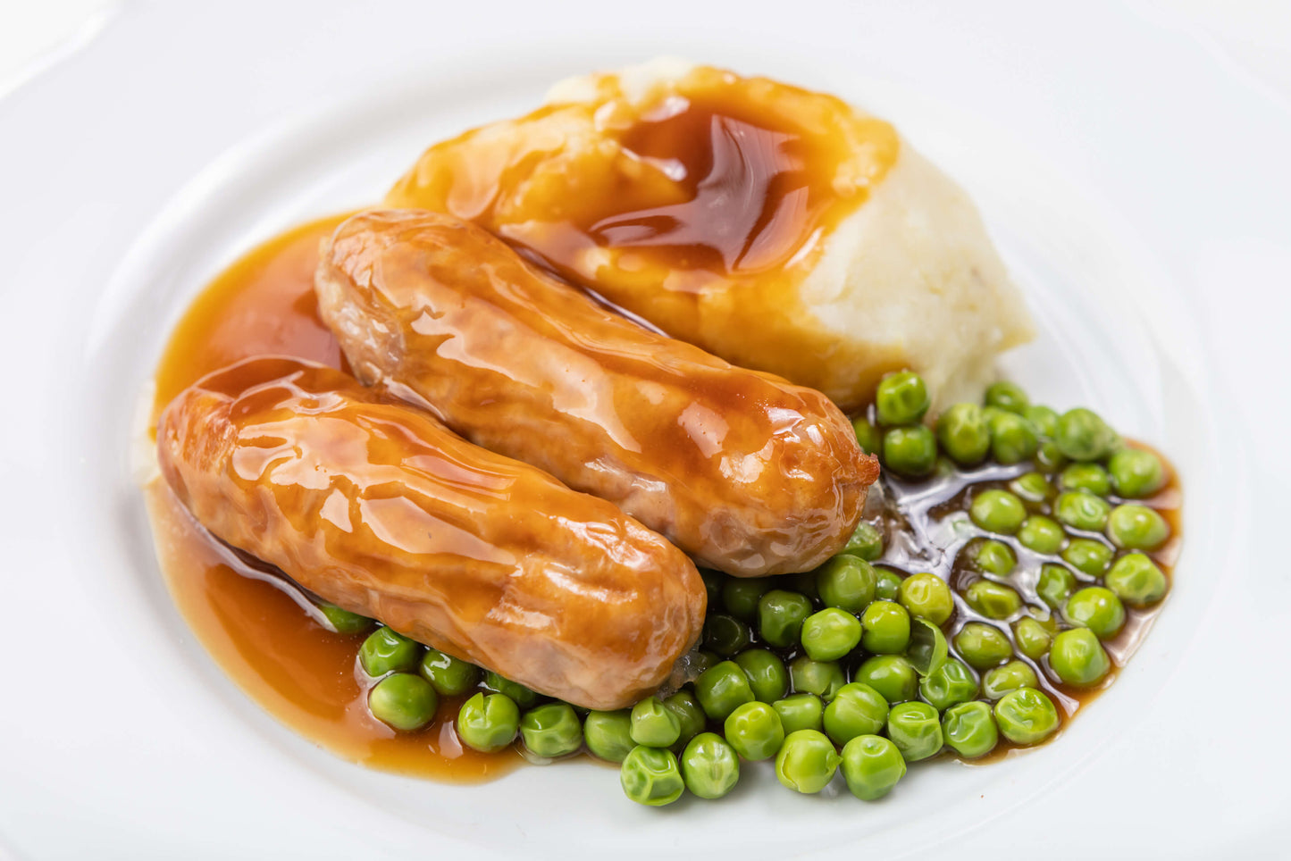 Sausage & Mash with Peas & Gravy